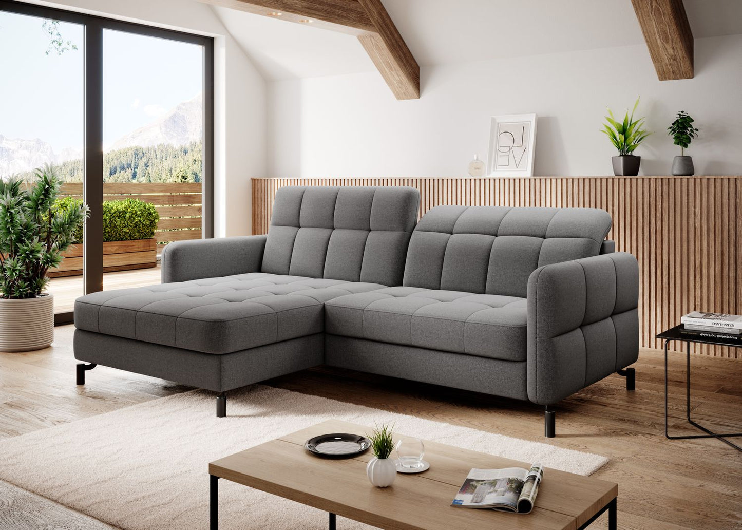 Corner Sleeper Sofa Lorelle 64 | size: Width: 225cm, Height: 105cm, Depth: 160cm | color: Omega | image: 1 | variant: 1016041