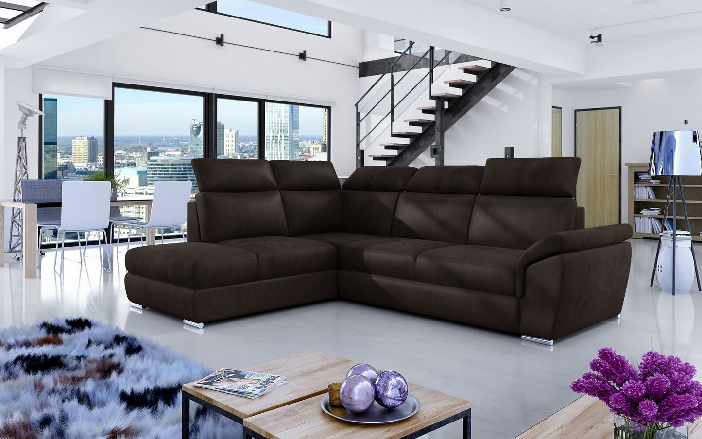 Corner Sleeper Sofa Loreto 35 | size: Width: 260cm, Height: 102cm, Depth: 60cm | color: Monolith | image: 1 | variant: 1015924
