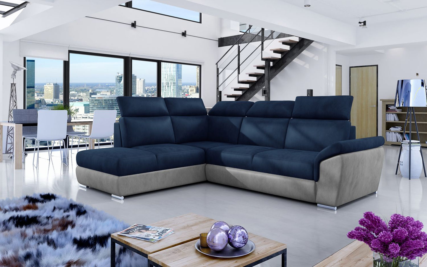 Corner Sleeper Sofa Loreto 52 | size: Width: 260cm, Height: 102cm, Depth: 60cm | color: Monolith | image: 1 | variant: 1015941