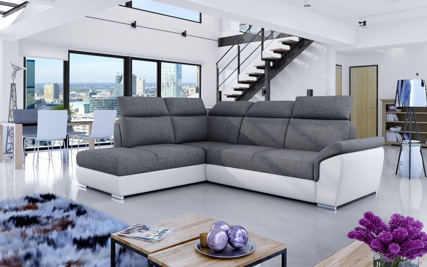 Corner Sleeper Sofa Loreto 53 | size: Width: 260cm, Height: 102cm, Depth: 60cm | color: Sawana/Soft | image: 1 | variant: 1015942