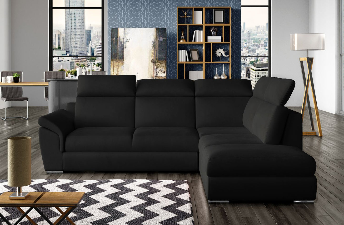 Corner Sleeper Sofa Loreto 65 | size: Width: 260cm, Height: 102cm, Depth: 60cm | color: Mat/Velvet | image: 1 | variant: 1015954