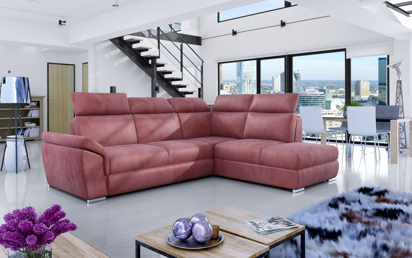 Corner Sleeper Sofa Loreto 8 | size: Width: 260cm, Height: 102cm, Depth: 60cm | color: Monolith | image: 1 | variant: 1015897