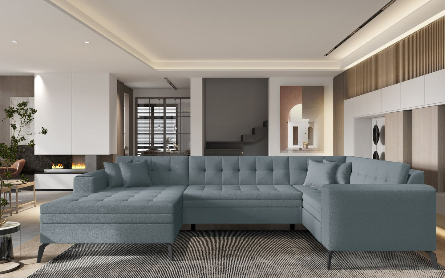 Corner Sleeper Sofa Montez 4 | size: Width: 340cm, Height: 93cm, Depth: 180cm | color: Savoi | image: 1 | variant: 1014903