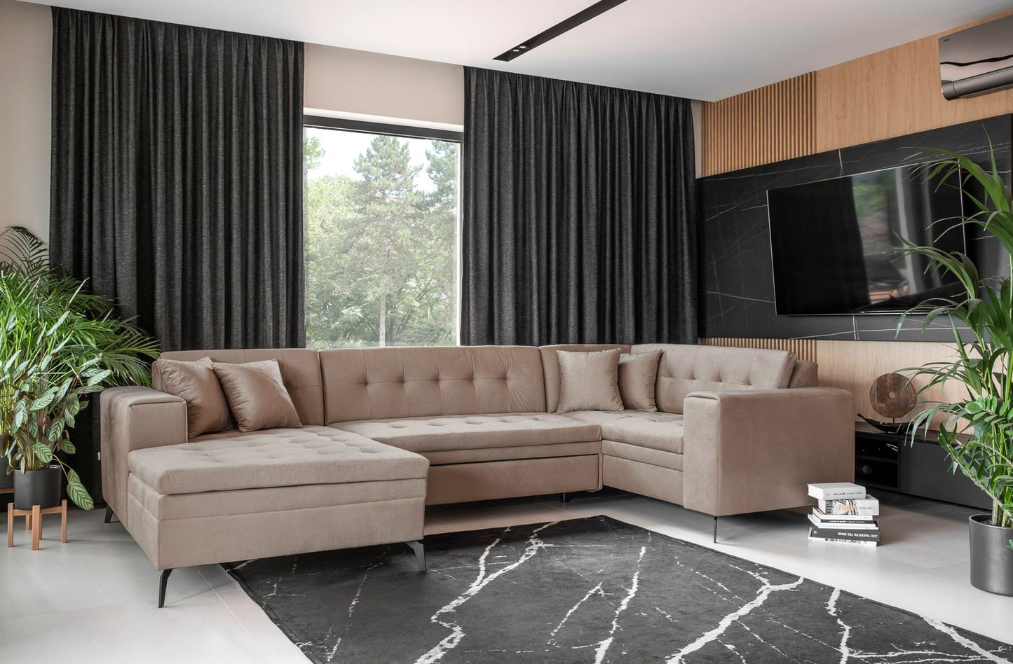 Corner Sleeper Sofa Montez 8 | size: Width: 340cm, Height: 93cm, Depth: 180cm | color: Nube | image: 1 | variant: 1014907