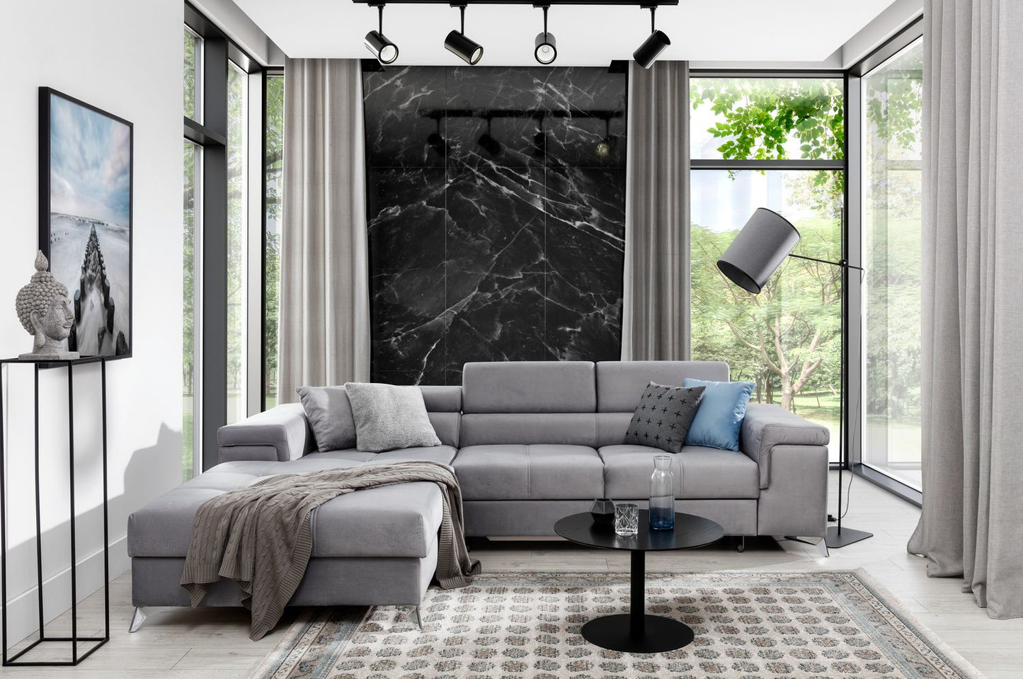 Corner Sleeper Sofa Newport 1 | size: Width: 281cm, Height: 88cm, Depth: 205cm | color: Gray | image: 1 | variant: 1014987