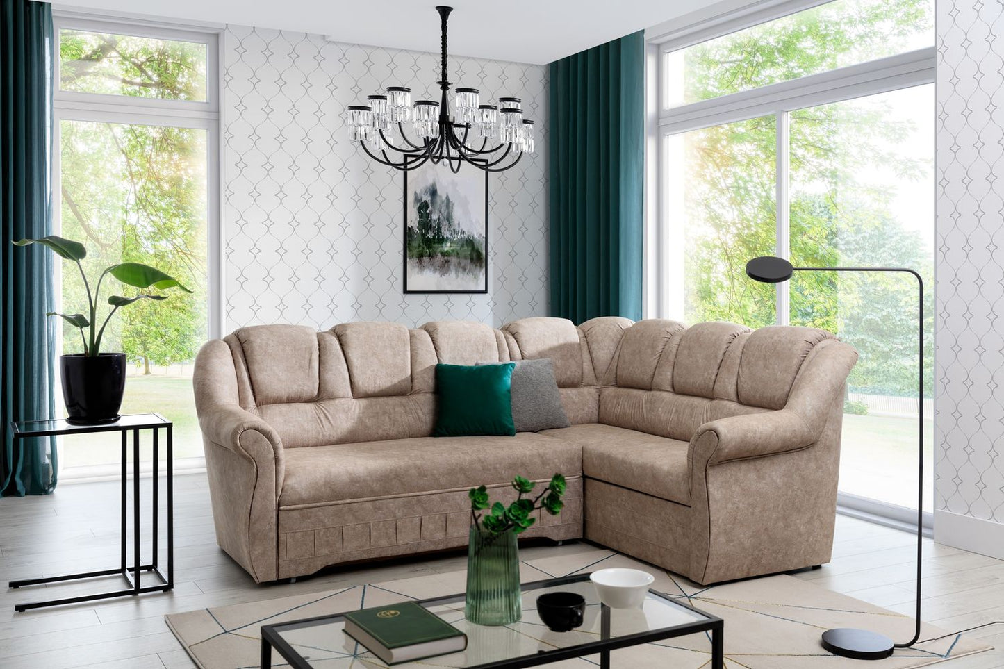Corner Sleeper Sofa Oakham 29 | size: Width: 243cm, Height: 105cm, Depth: 190cm | color: Dora | image: 1 | variant: 1016793