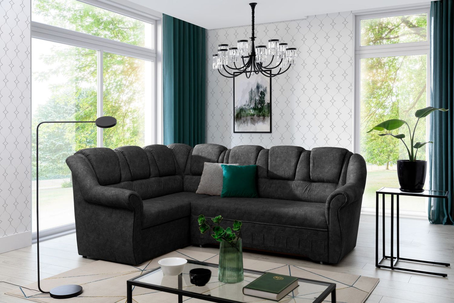 Corner Sleeper Sofa Oakham 45 | size: Width: 243cm, Height: 105cm, Depth: 190cm | color: Dora | image: 1 | variant: 1016809