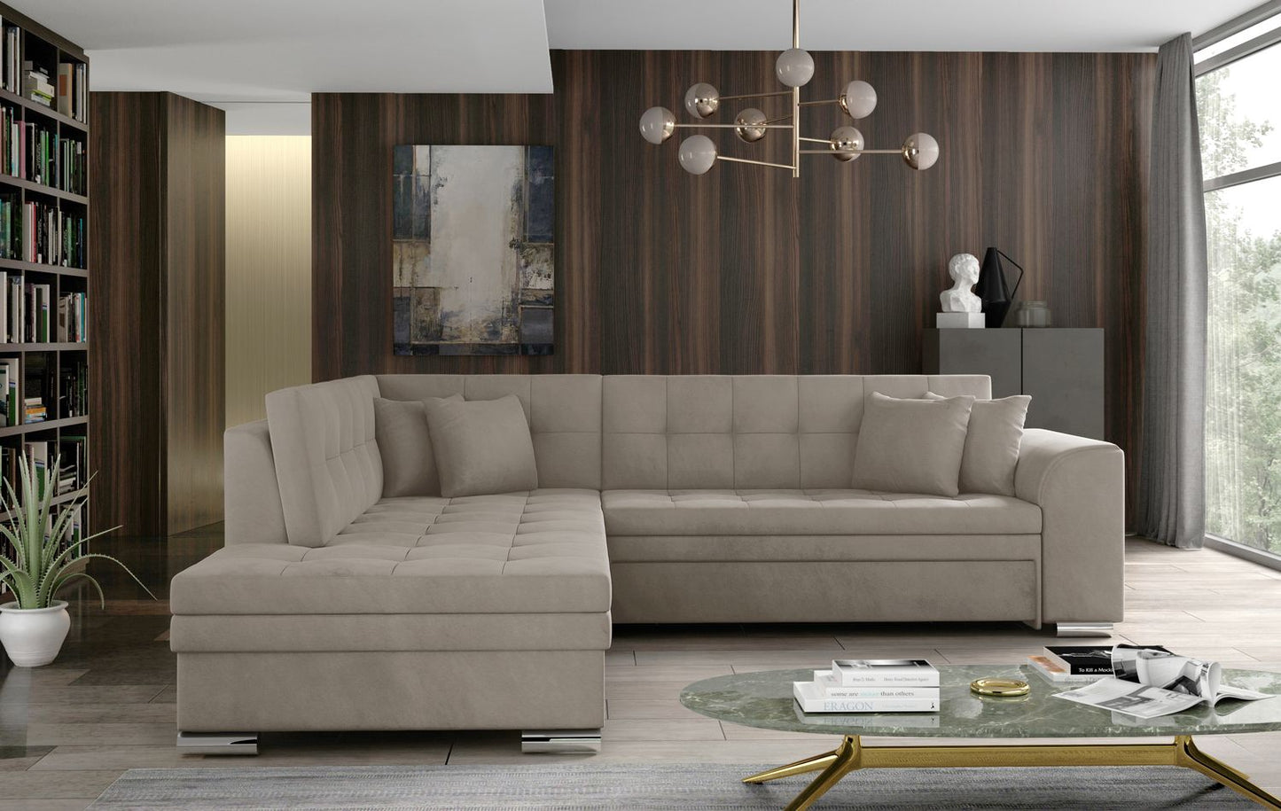 Corner Sleeper Sofa Pieretta 58 | size: Width: 260cm, Height: 80cm, Depth: 58cm | color: Paros | image: 1 | variant: 1016342