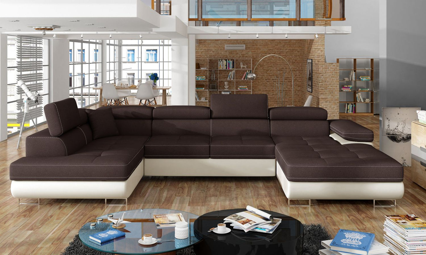 Corner Sleeper Sofa Rodrigo 10 | size: Width: 345cm, Height: 90cm, Depth: 58cm | color: Sawana/Soft | image: 1 | variant: 1016378