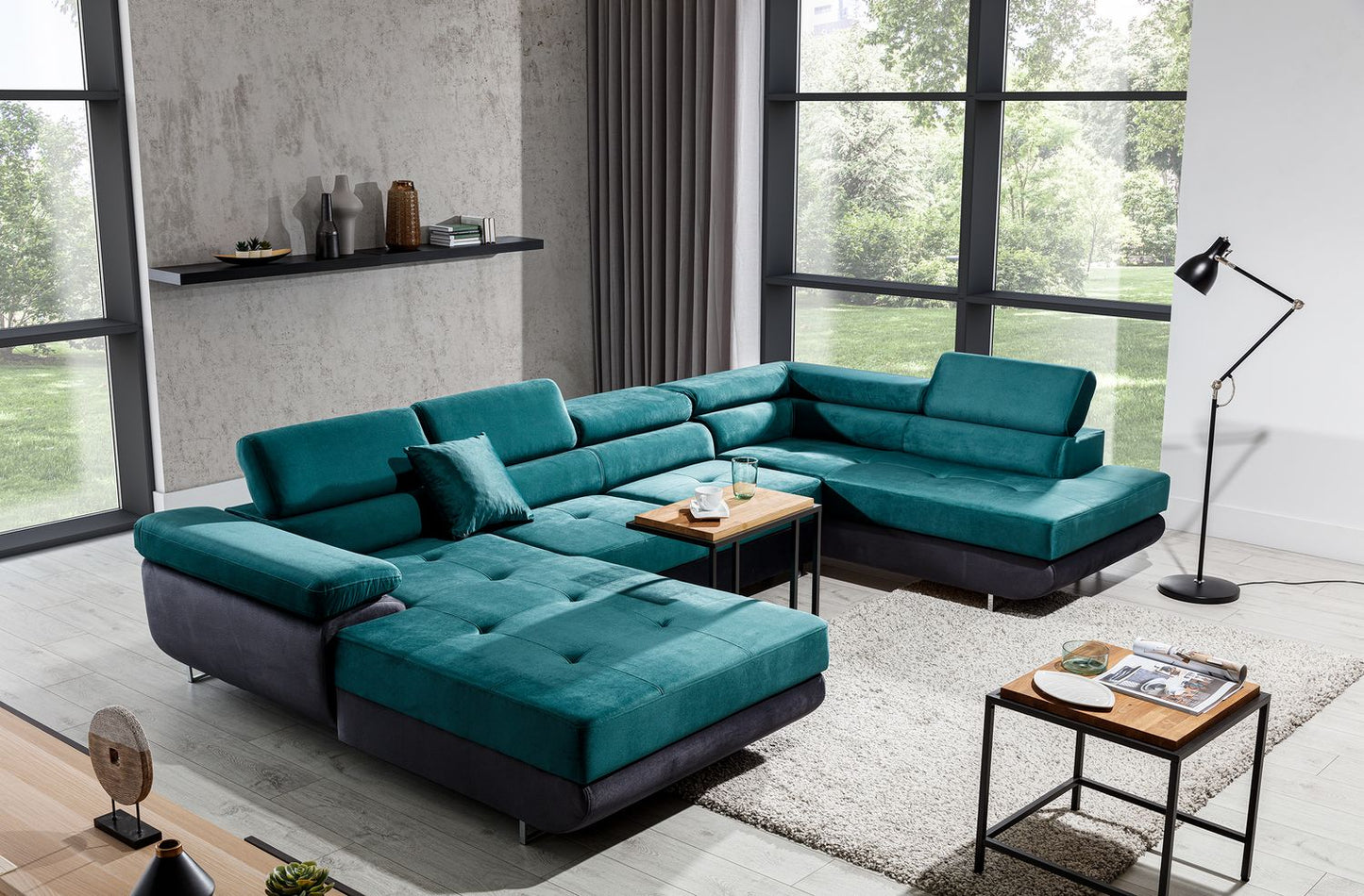 Corner Sleeper Sofa Rodrigo 41 | size: Width: 345cm, Height: 90cm, Depth: 202cm | color: Monolith | image: 1 | variant: 1016409