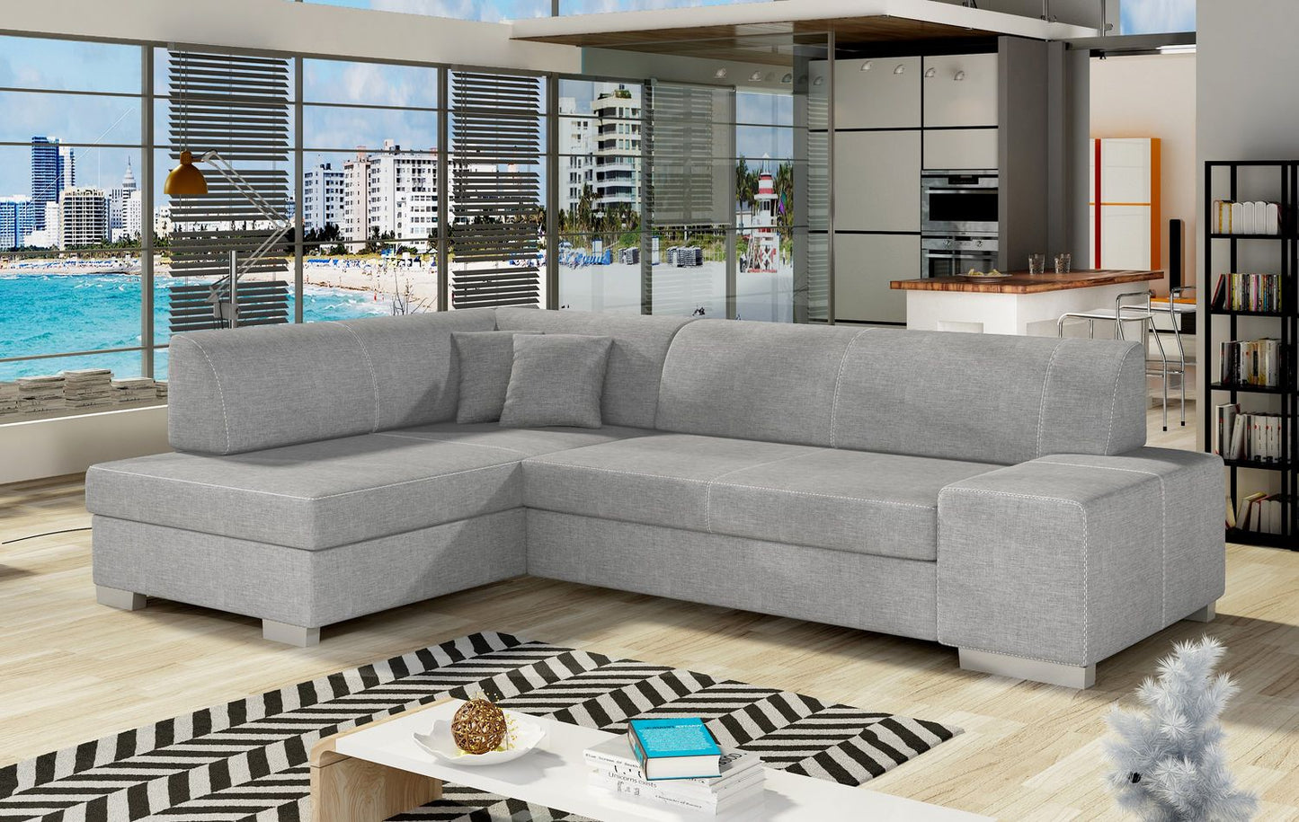 Corner Sleeper Sofa Salisbury 30 | size: Width: 268cm, Height: 73cm, Depth: 167cm | color: Sawana | image: 1 | variant: 1016633
