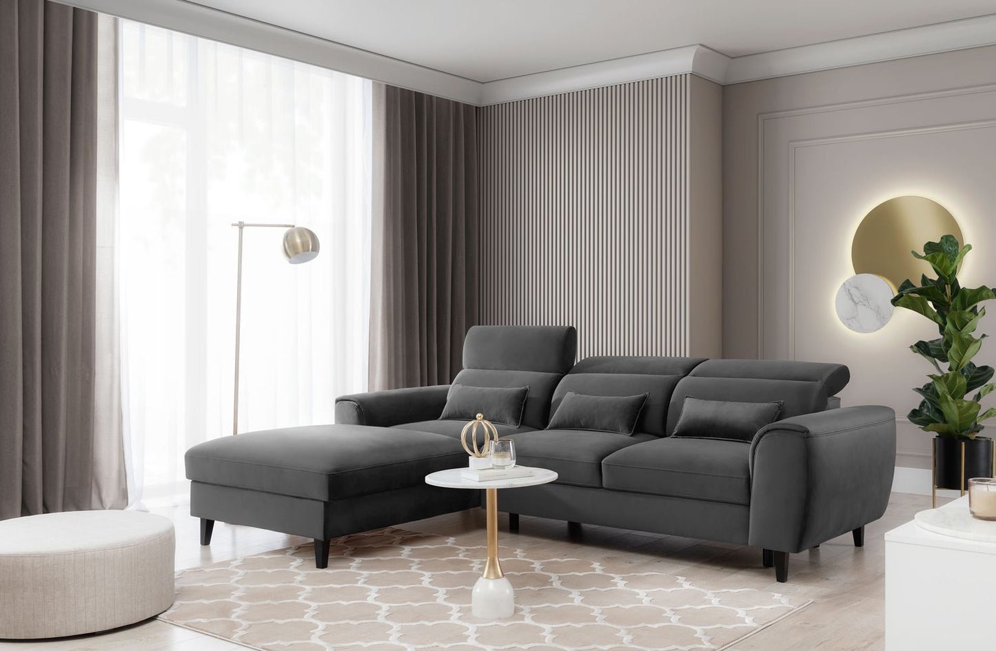 Corner Sleeper Sofa Scarborough 1 | size: Width: 267cm, Height: 100cm, Depth: 196cm | color: Nube | image: 1 | variant: 1015429