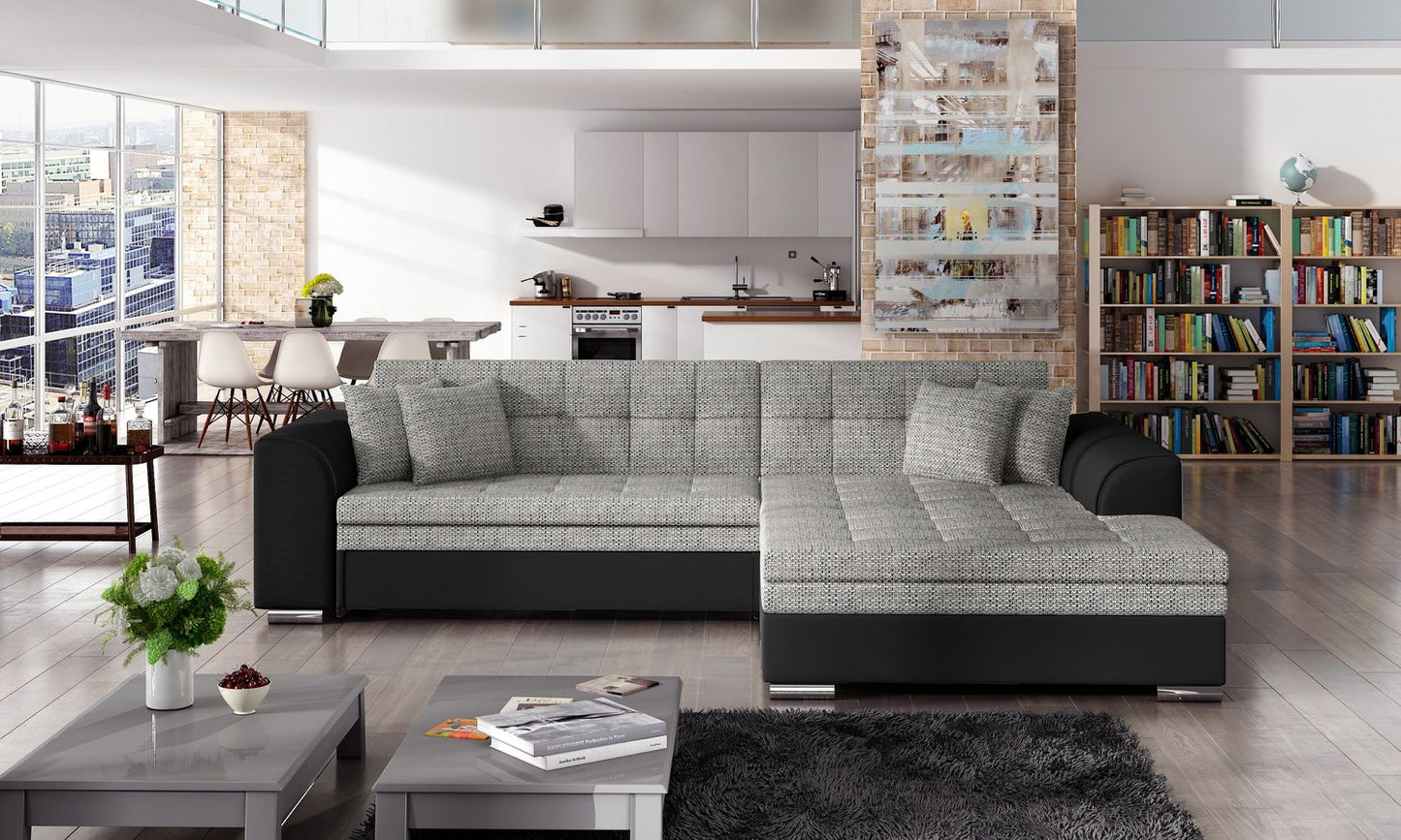 Corner Sleeper Sofa Sorento 2 | size: Width: 296cm, Height: 78cm, Depth: 194cm | color: Black/Grey | image: 1 | variant: 1014015