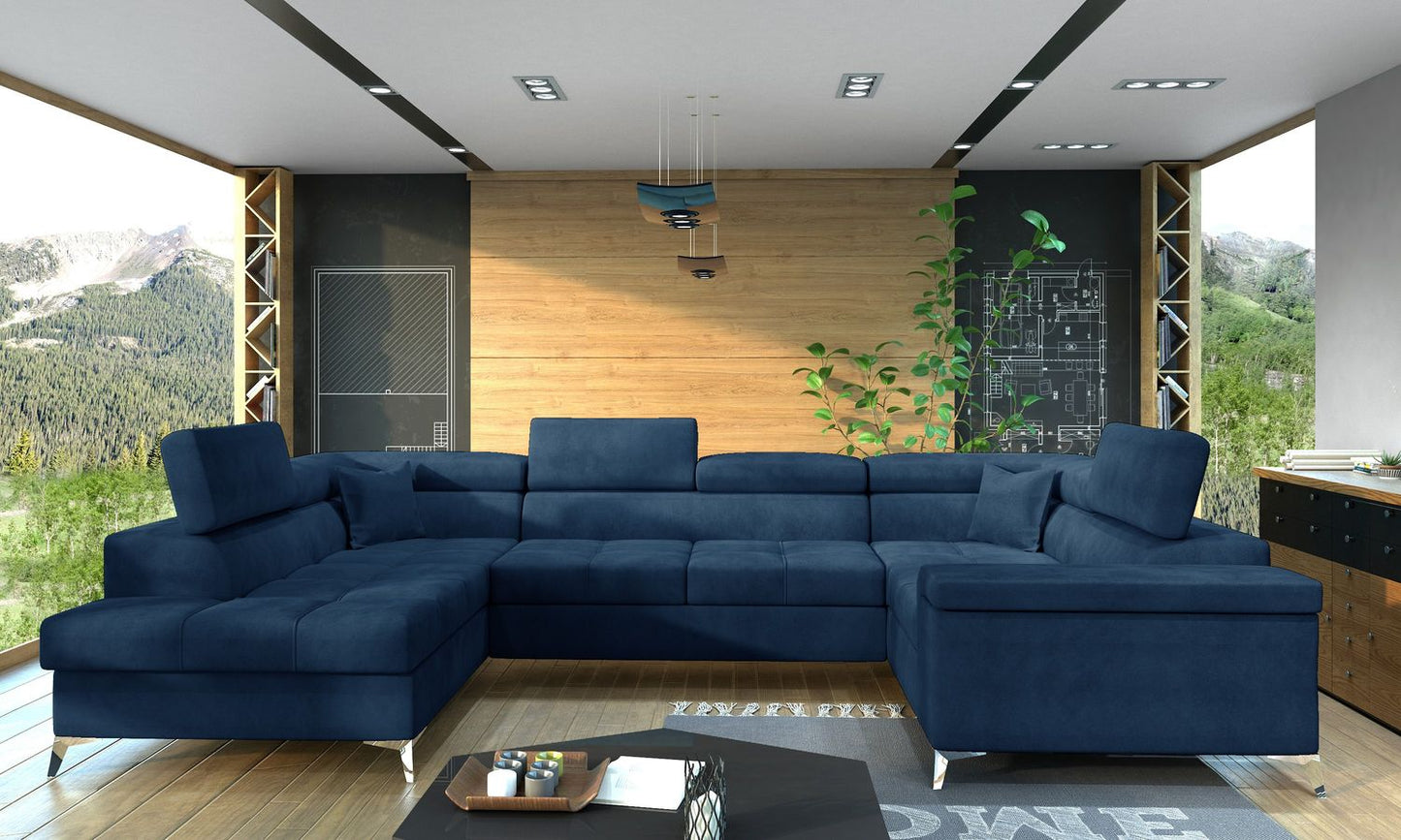 Corner Sleeper Sofa Thiago 42 | size: Width: 208cm, Height: 88cm, Depth: 43cm | color: Blue | image: 1 | variant: 1016510