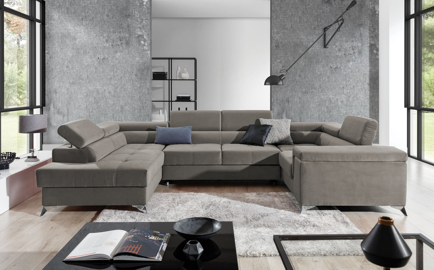Corner Sleeper Sofa Thiago 51 | size: Width: 208cm, Height: 88cm, Depth: 43cm | color: Paros | image: 1 | variant: 1016519