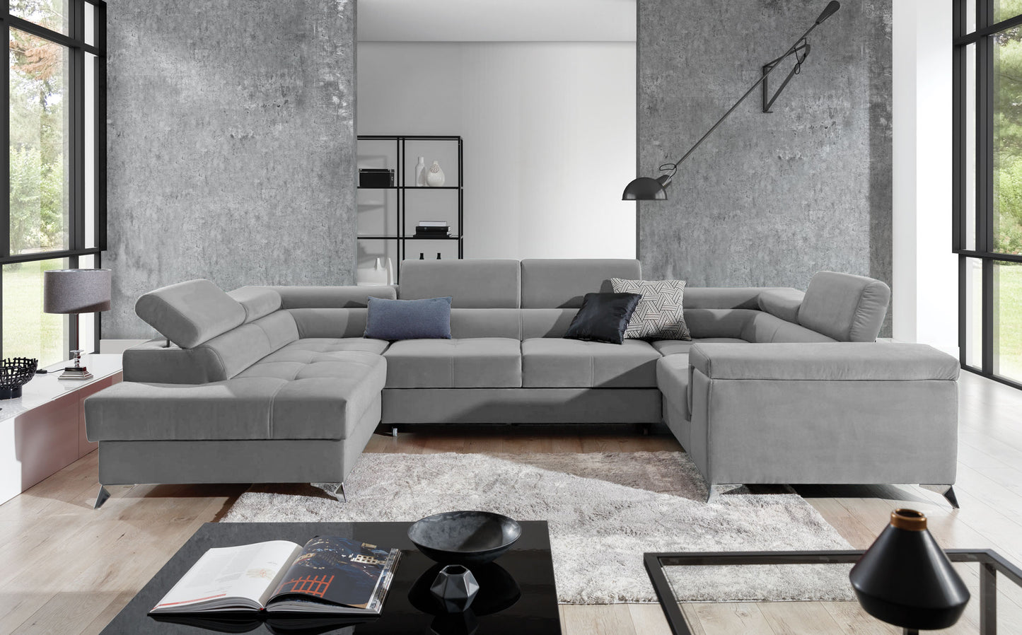 Corner Sleeper Sofa Thiago 53 | size: Width: 208cm, Height: 88cm, Depth: 43cm | color: Paros | image: 1 | variant: 1016521