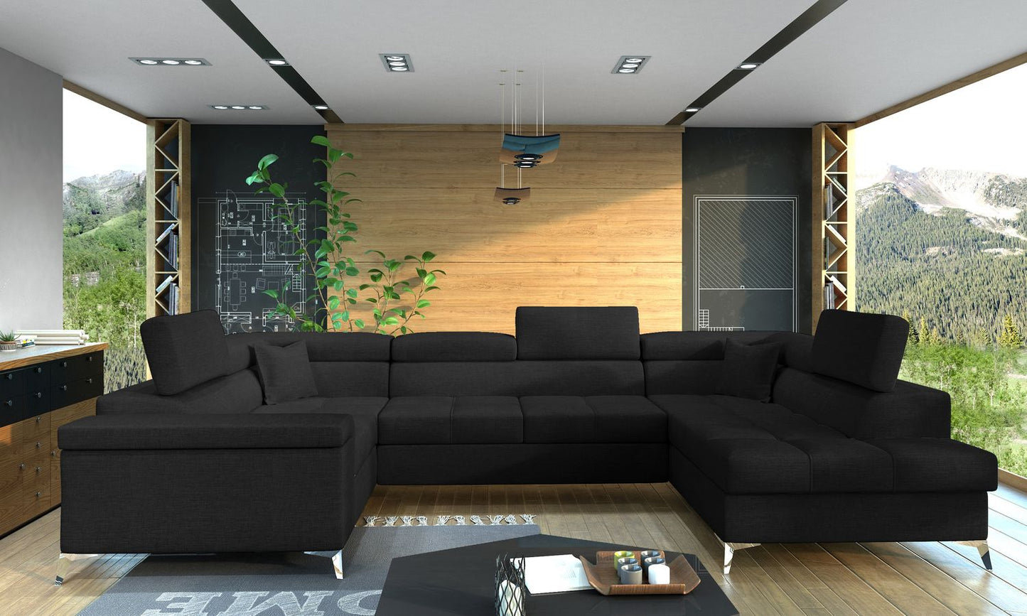 Corner Sleeper Sofa Thiago 6 | size: Width: 208cm, Height: 88cm, Depth: 43cm | color: Sawana | image: 1 | variant: 1016474