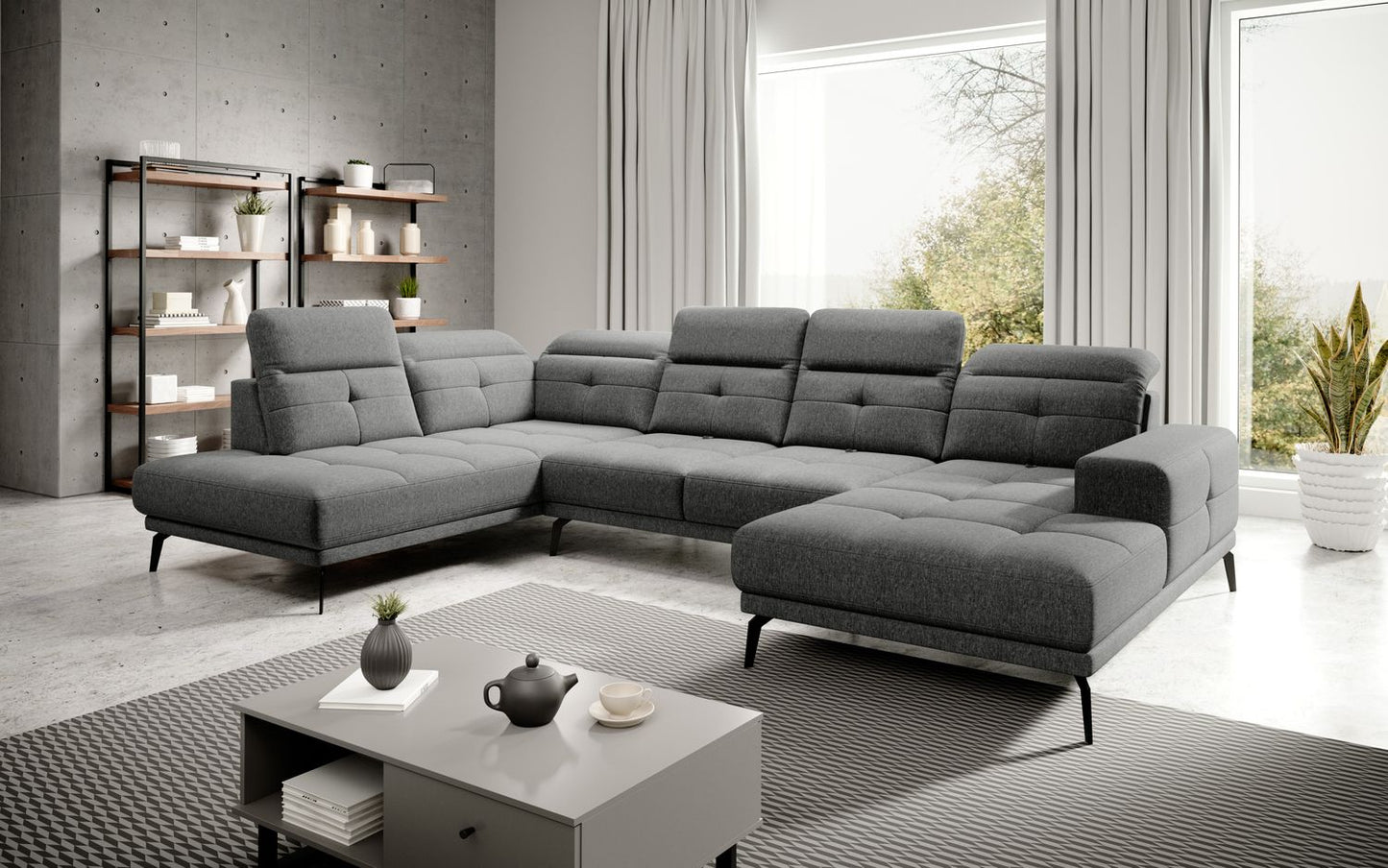 Corner Sofa Alnwick 1 | size: Width: 350cm, Height: 107cm, Depth: 205cm | color: Flores | image: 1 | variant: 1015259