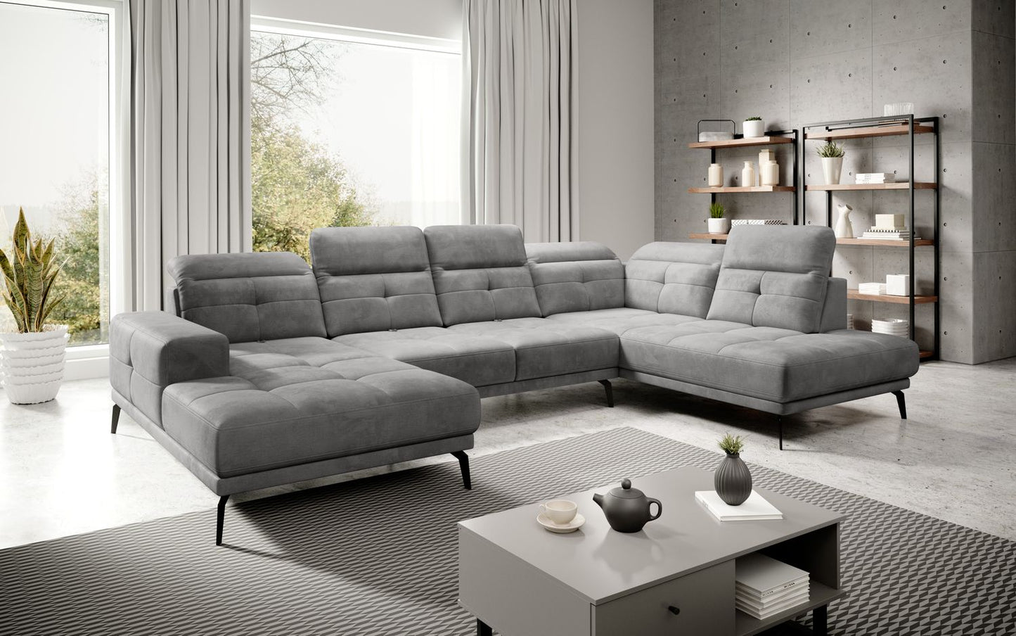 Corner Sofa Alnwick 49 | size: Width: 350cm, Height: 107cm, Depth: 205cm | color: Nube | image: 1 | variant: 1015307