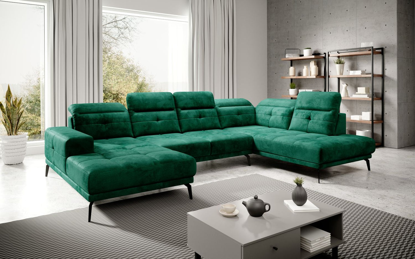 Corner Sofa Alnwick 87 | size: Width: 350cm, Height: 107cm, Depth: 205cm | color: Nube | image: 1 | variant: 1015345