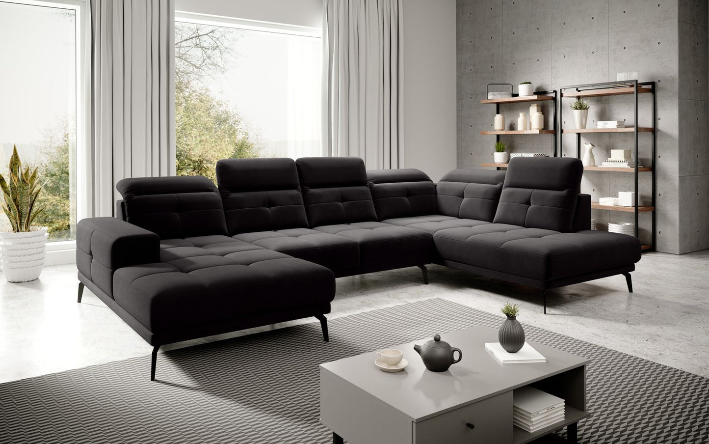 Corner Sofa Bretan 70 | size: Width: 350cm, Height: 107cm, Depth: 205cm | color: Velvetmat | image: 1 | variant: 1014382