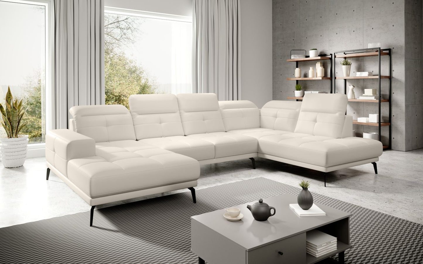 Corner Sofa Bretan 84 | size: Width: 350cm, Height: 107cm, Depth: 205cm | color: Softis | image: 1 | variant: 1014396
