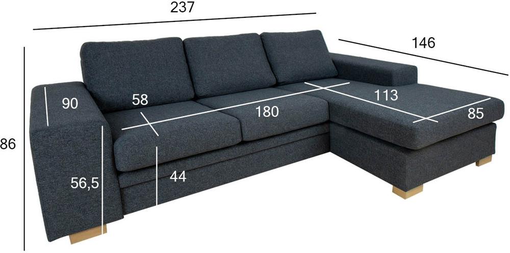 Corner Sofa Hinckley | size: Width: 237cm, Height: 86cm, Depth: 147cm | color: Gray | image: 7 | variant: 1000321