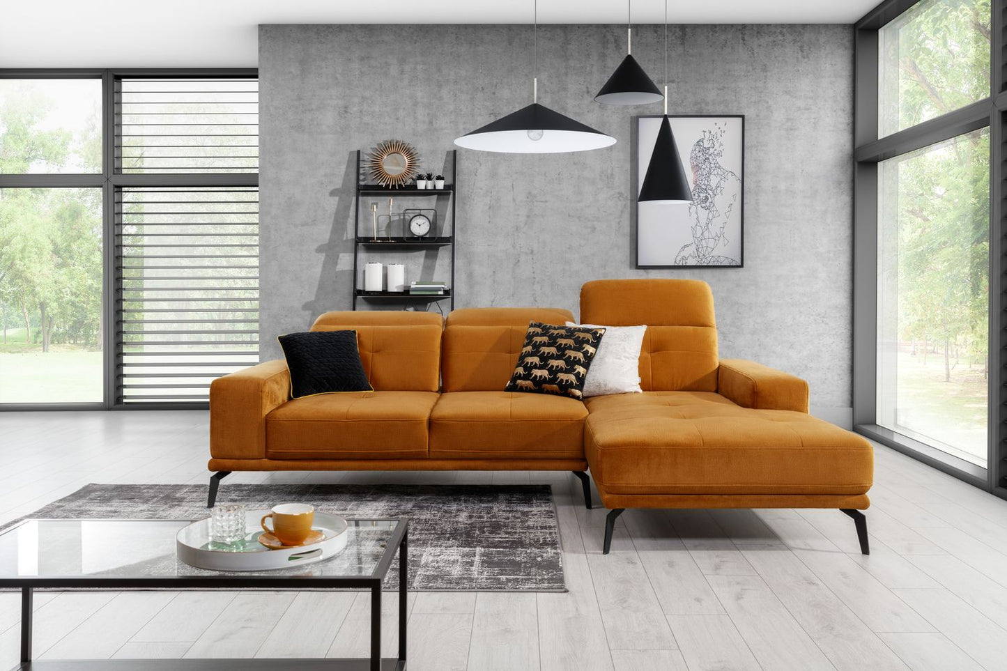 Corner Sofa Torrense 19 | size: Width: 265cm, Height: 98cm, Depth: 53cm | color: Yellow | image: 1 | variant: 1016545