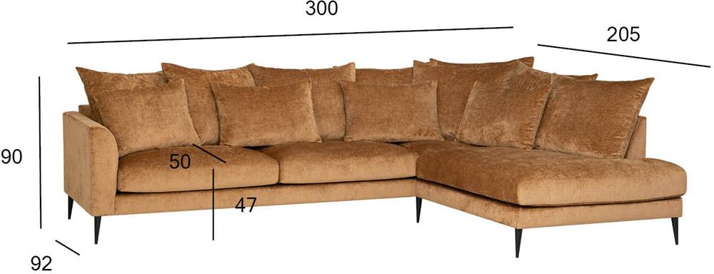 Corner Sofa Witney | size: Width: 300cm, Height: 90cm, Depth: 205cm | color: Brown | image: 8 | variant: 1000349