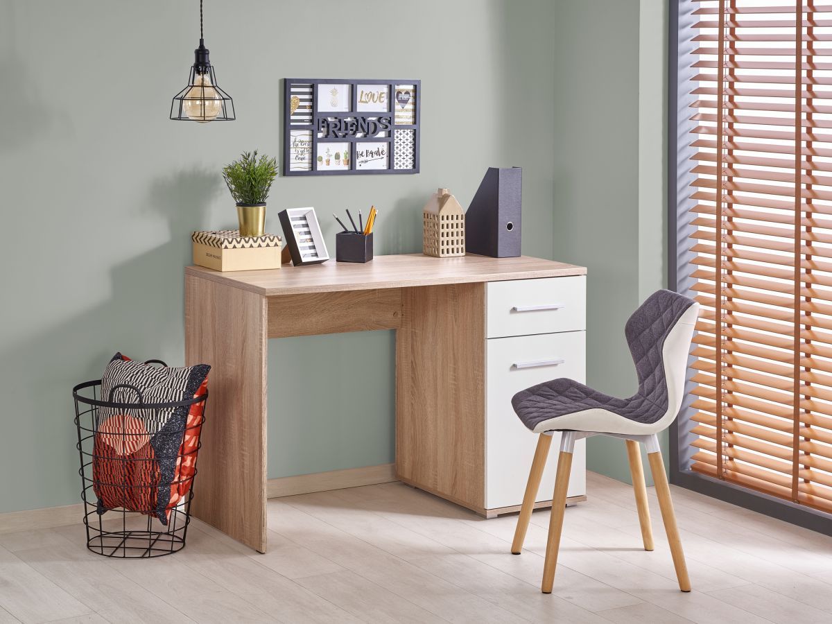 Desk Copenhagen | size: Length: 55cm, Width: 120cm, Height: 75cm | color: White/Oak | image: 2 | variant: 1006904