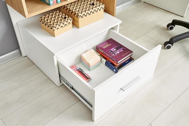 Desk Dubai | size: Length: 50cm, Width: 149cm, Height: 105cm | color: White/Oak | image: 5 | variant: 1003246