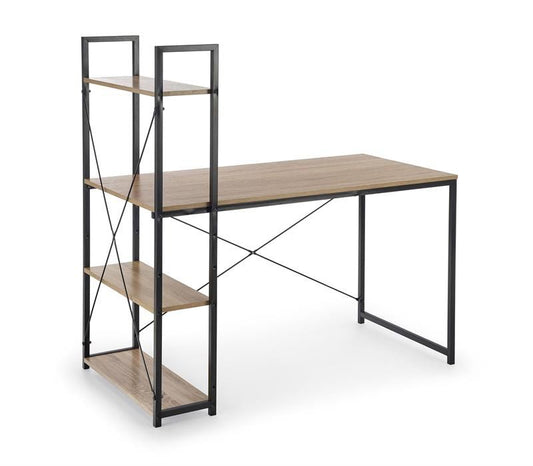 Desk Dublin | size: Length: 64cm, Width: 120cm, Height: 120cm | color: Black/Oak | image: 1 | variant: 1003248