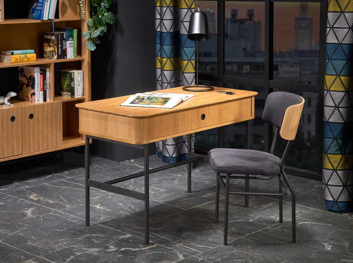 Desk East Brackley | size: Length: 59cm, Width: 117cm, Height: 76cm | color: Oak | image: 5 | variant: 1007529