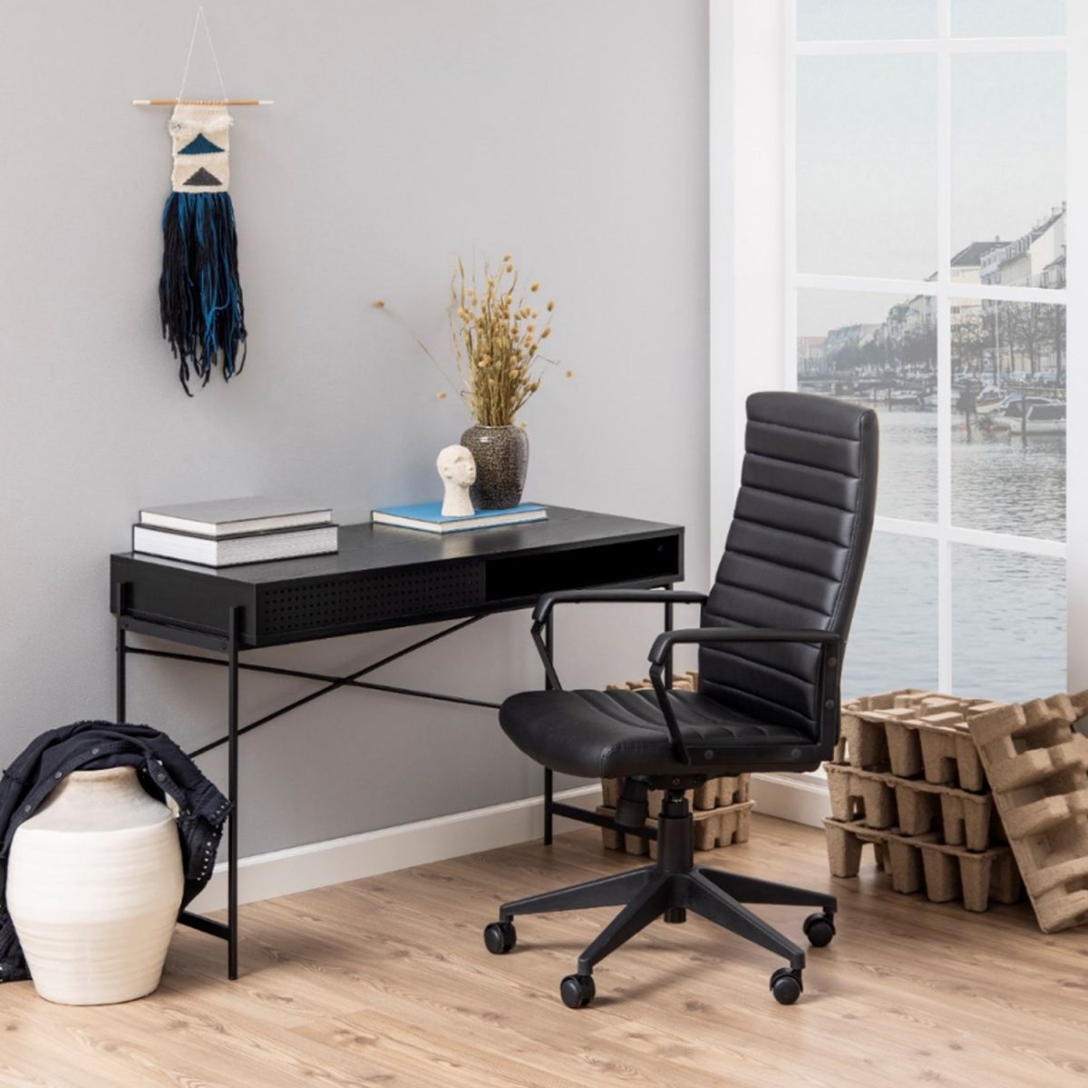 Desk Loughborough | size: Length: 50cm, Width: 110cm, Height: 75cm | color: Black | image: 3 | variant: 1001584