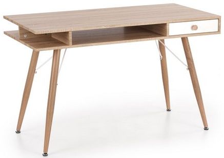Desk West Amersham | size: Length: 60cm, Width: 120cm, Height: 75cm | color: White/Oak | image: 1 | variant: 1007166