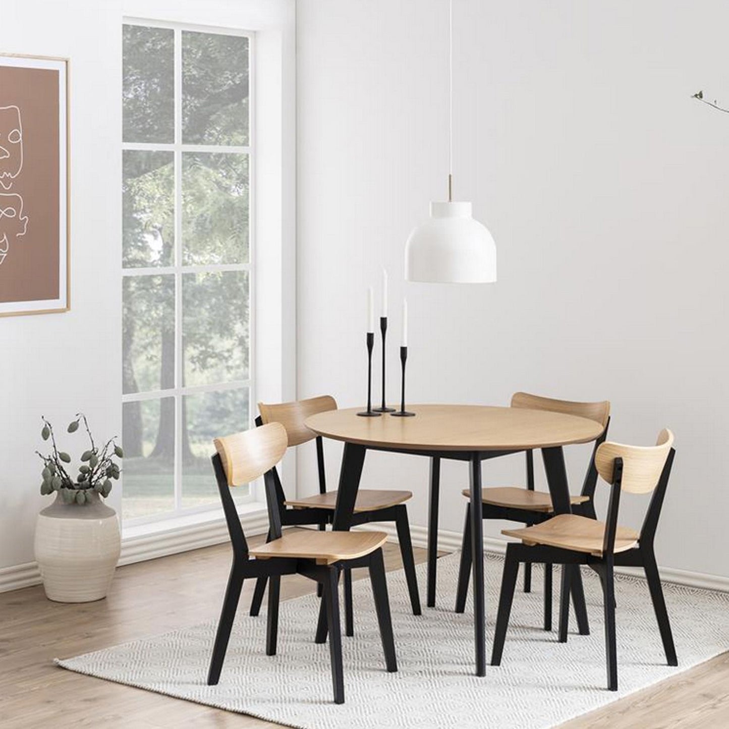 Dining Room Furniture Set Broadstairs | size: Length: 105cm, Width: 105cm, Height: 76cm | color: Black/Oak | image: 3 | variant: 1006522