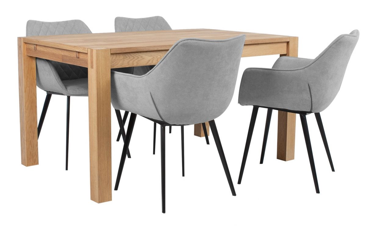 Dining Room Furniture Set Drammen | size: Length: 90cm, Width: 140cm, Height: 76cm | color: Black/Oak/Grey | image: 0 | variant: 1001645