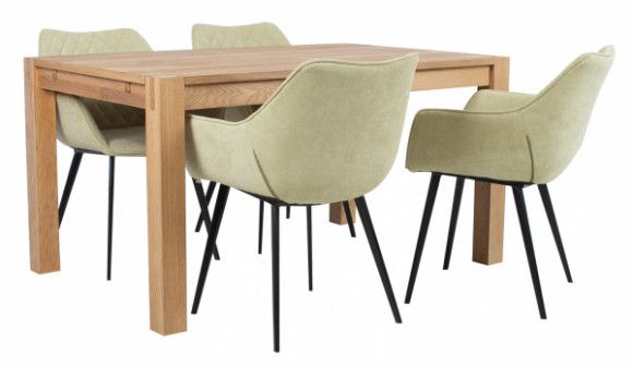 Dining Room Furniture Set Drammen | size: Length: 90cm, Width: 140cm, Height: 76cm | color: Brown/Black/Green | image: 1 | variant: 1001647