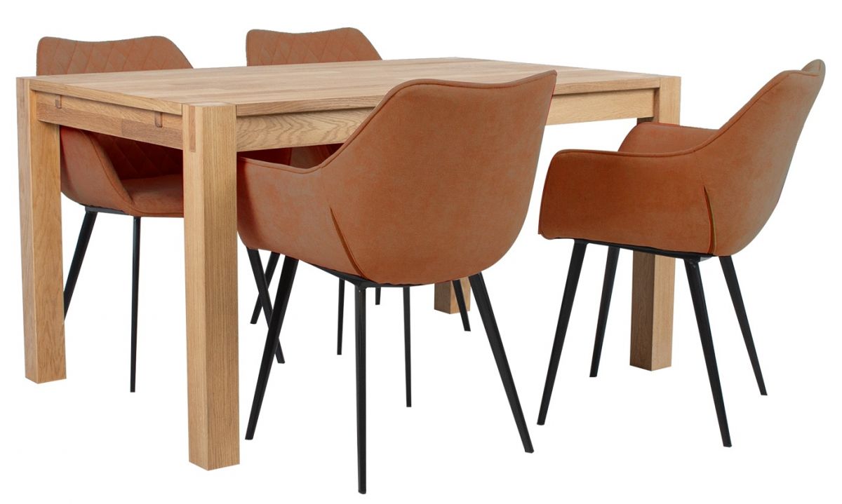 Dining Room Furniture Set Drammen | size: Length: 90cm, Width: 140cm, Height: 76cm | color: Brown/Black/Oak | image: 0 | variant: 1001646