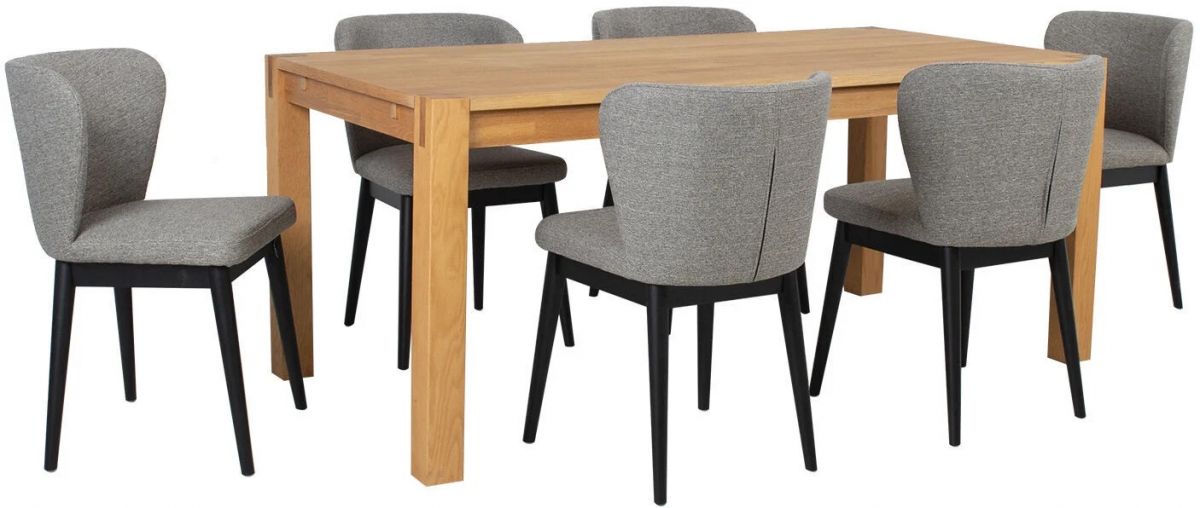 Dining Room Furniture Set Drammen | size: Length: 90cm, Width: 180cm, Height: 76cm | color: Black/Oak/Grey | image: 0 | variant: 1005875