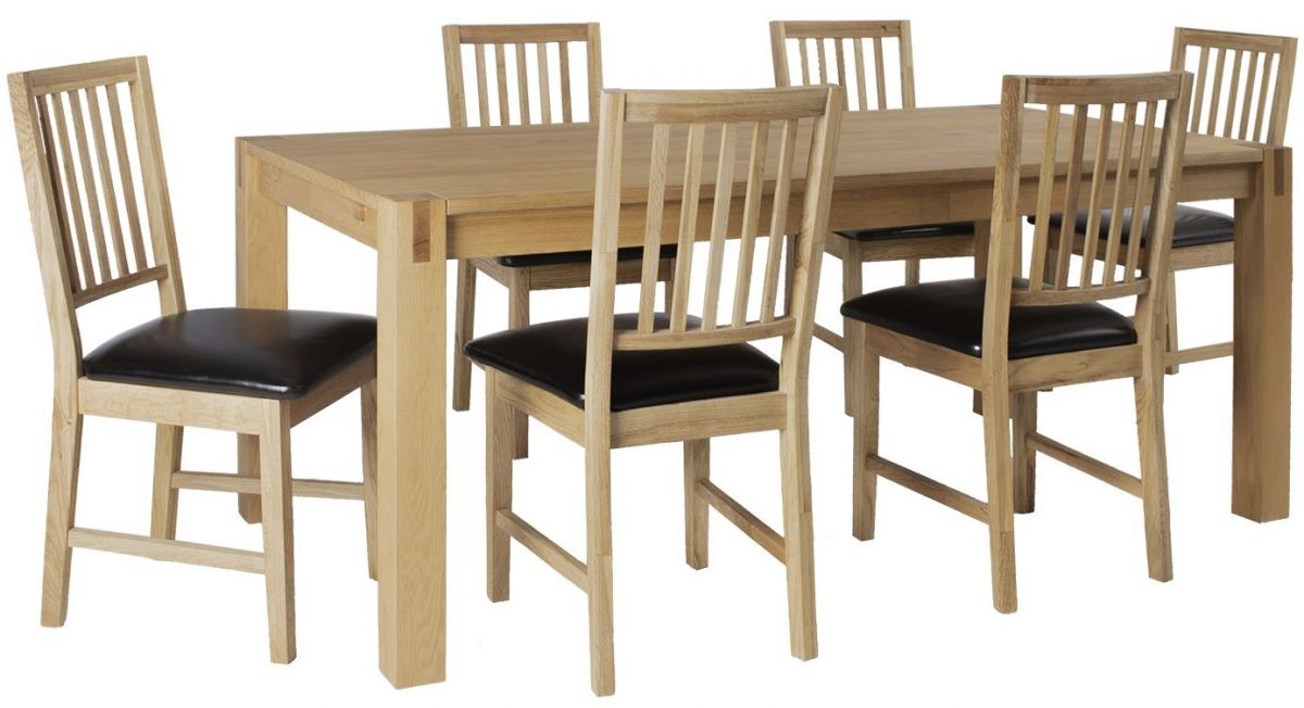 Dining Room Furniture Set Drammen | size: Length: 90cm, Width: 180cm, Height: 76cm | color: Black/Oak | image: 1 | variant: 1005872