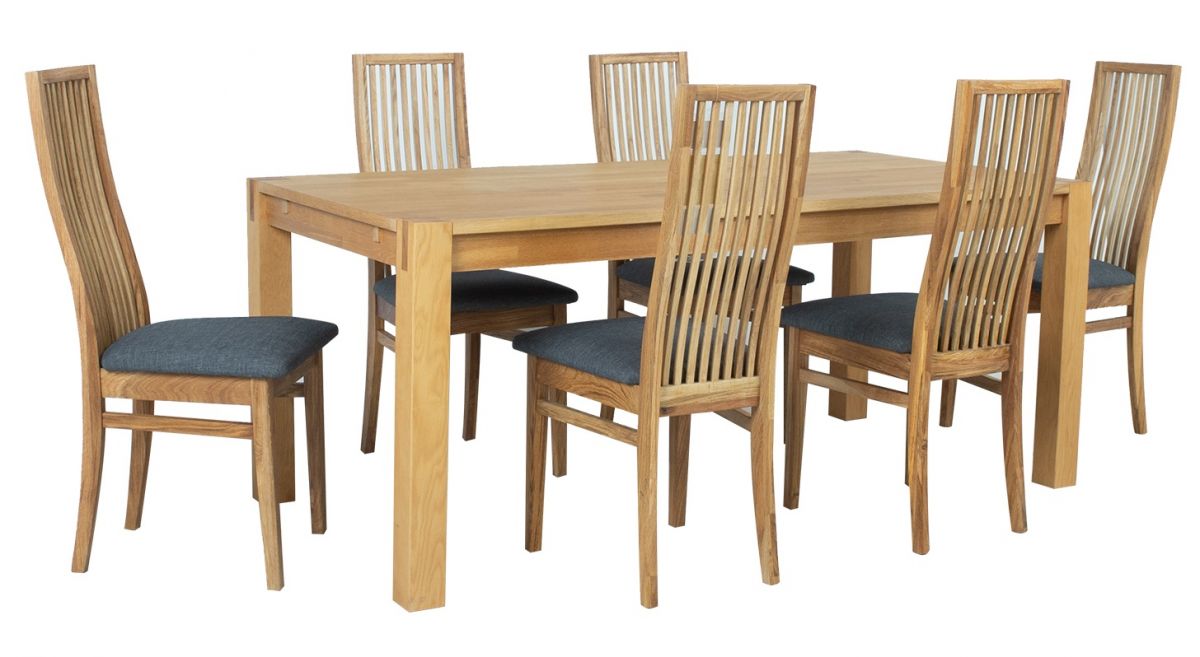 Dining Room Furniture Set Drammen | size: Length: 90cm, Width: 180cm, Height: 76cm | color: Oak/Grey | image: 0 | variant: 1005466