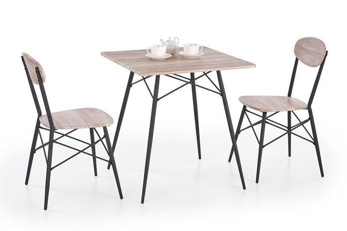 Dining Room Furniture Set East Fukuoka | size: Length: 70cm, Width: 70cm, Height: 75cm | color: Beige/Black | image: 1 | variant: 1006893