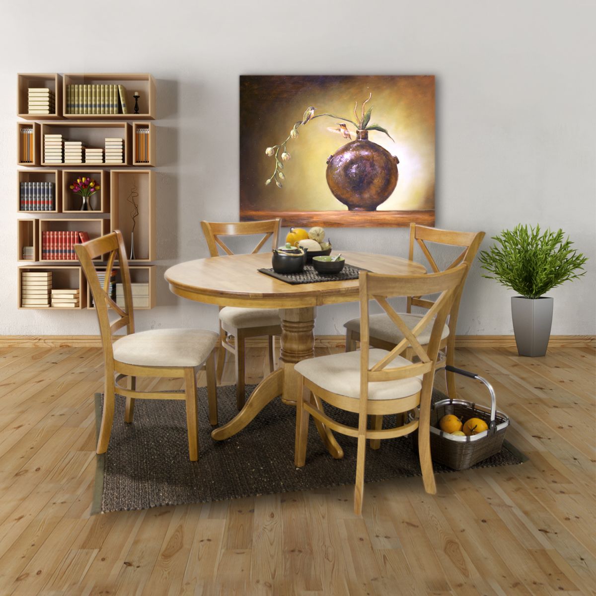 Dining Room Furniture Set Maidstone | size: Length: 90cm, Width: 120cm, Height: 74cm | color: Beige/Oak | image: 2 | variant: 1005096