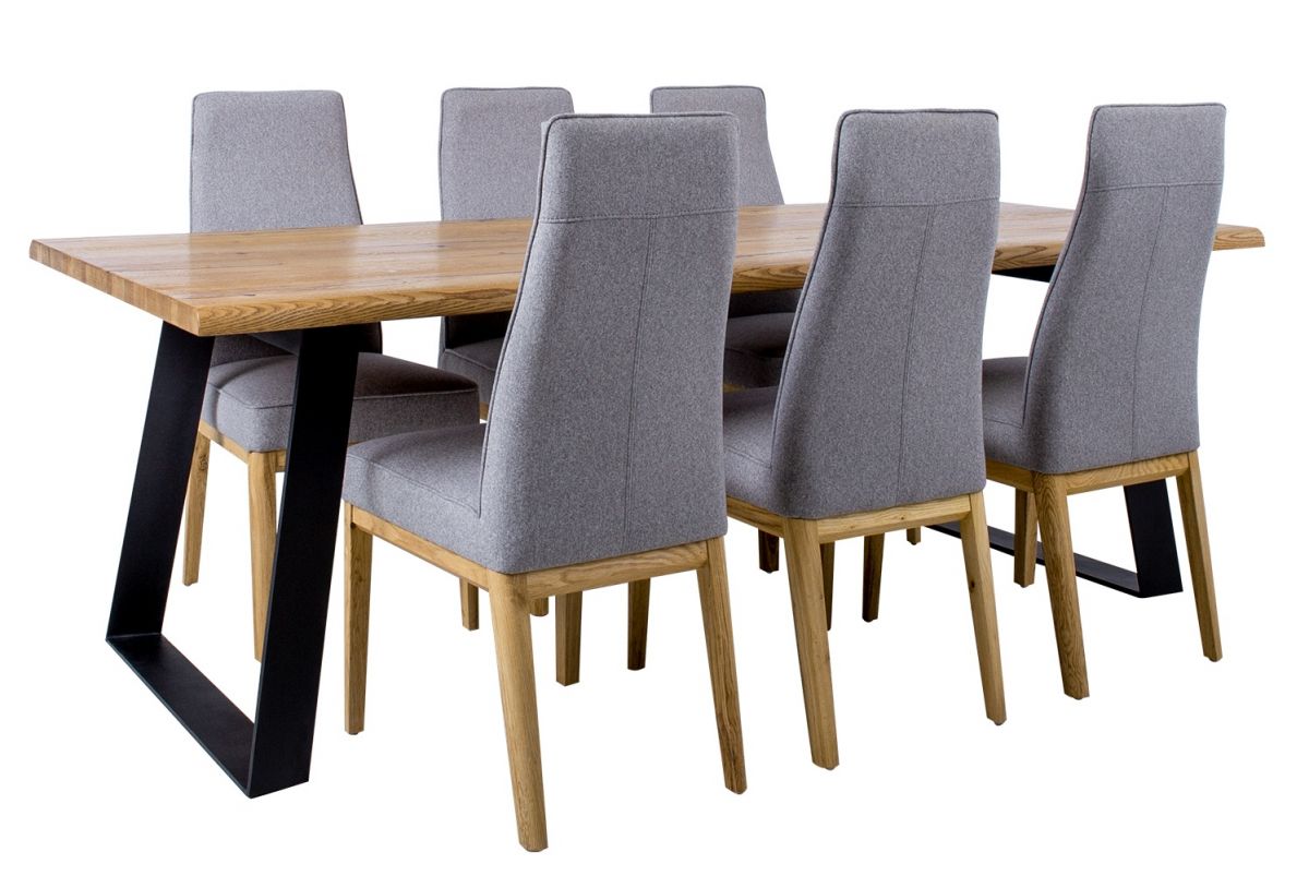 Dining Room Furniture Set Rotterdam | size: Length: 100cm, Width: 220cm, Height: 75cm | color: Black/Oak/Grey | image: 0 | variant: 1011344