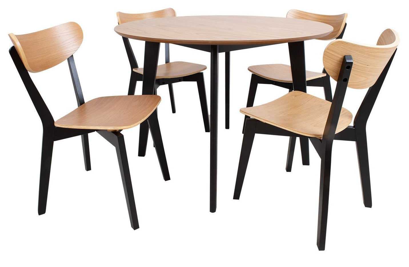 Dining Room Furniture Set Roxby | size: Length: 105cm, Width: 105cm, Height: 76cm | color: Black/Oak | image: 0 | variant: 1018021