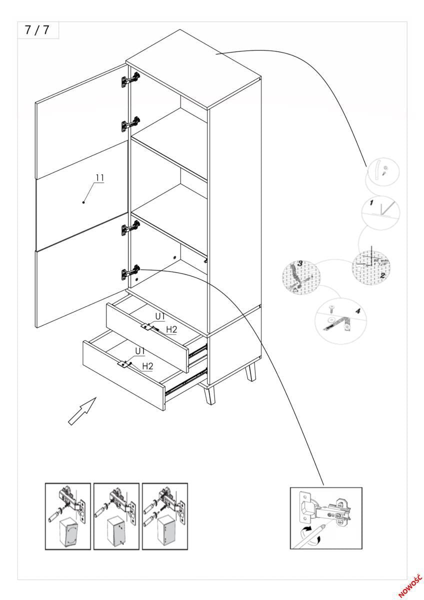 Display Cabinet East Rimini | size: Width: 60cm, Height: 192cm, Depth: 45cm | color: Black/Oak | image: 7 | variant: 1006655