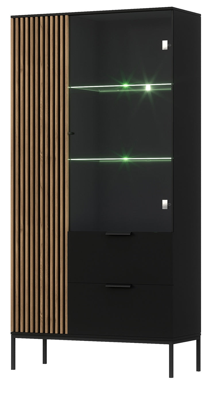 Display Cabinet Meorati | size: Width: 100cm, Height: 200cm, Depth: 60cm | color: Black | image: 0 | variant: 1017098