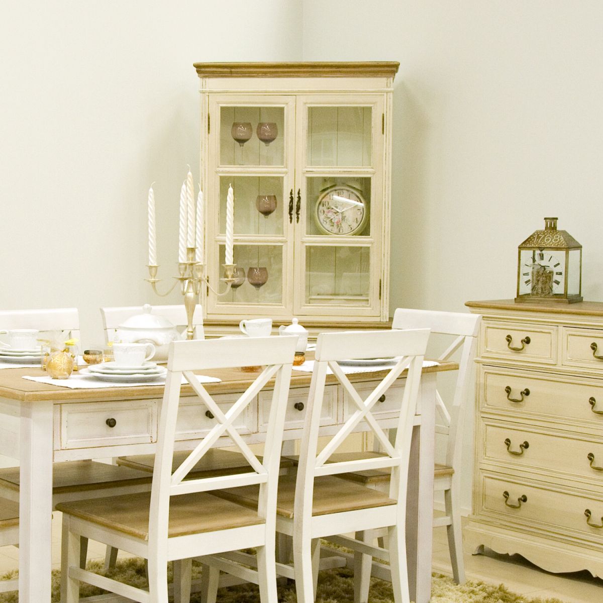 Display Cabinet Samira 2 | size: Width: 85.5cm, Height: 189.5cm, Depth: 39.5cm | color: White/Brown | image: 3 | variant: 1010905