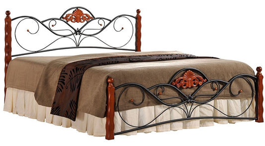 Double Bed East Caserta | size: Length: 200cm, Width: 160cm, Height: 104cm | color: Black/cherry wood | image: 1 | variant: 1006669